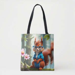 Cute Squirrel on the Branch of Tree Tote Bag