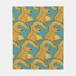 Cute Squirrel Pattern Fleece Blanket