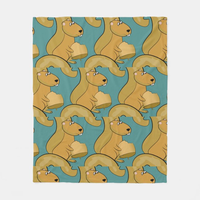 Cute Squirrel Pattern Fleece Blanket (Front)