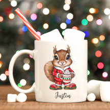 Cute Squirrel Personalised Christmas Kids Mug