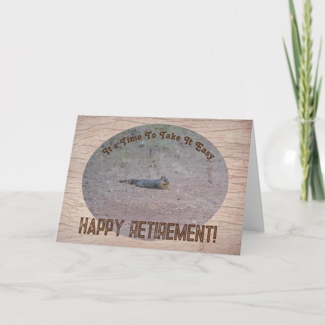 Cute Squirrel Relaxing Retirement Card (Front)