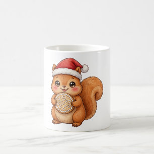 Cute Squirrel Santa Hat Christmas Cookie Mug