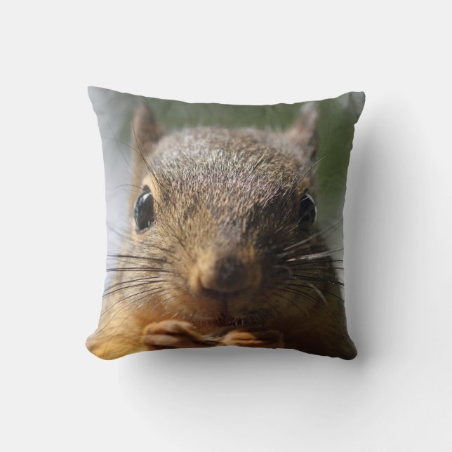 Cute Squirrel Smiling Photo Cushion (Front)