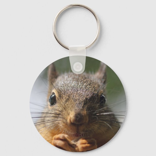 Cute Squirrel Smiling Photo Key Ring (Front)