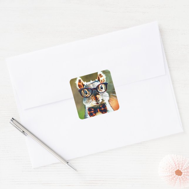 Cute Squirrel Square Sticker (Envelope)