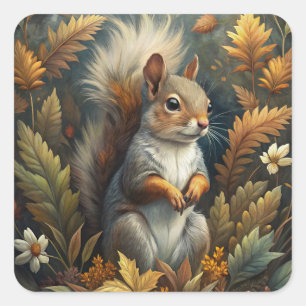 Cute Squirrel Square Sticker