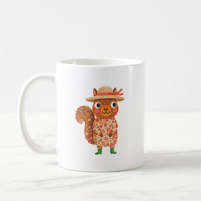 Cute Squirrel Sun Hat Mug (Left)