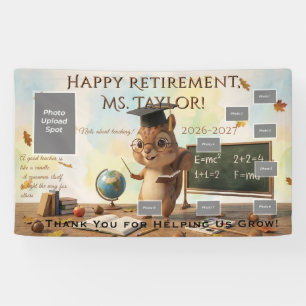 Cute Squirrel Teacher Retirement Photo Banner 2026