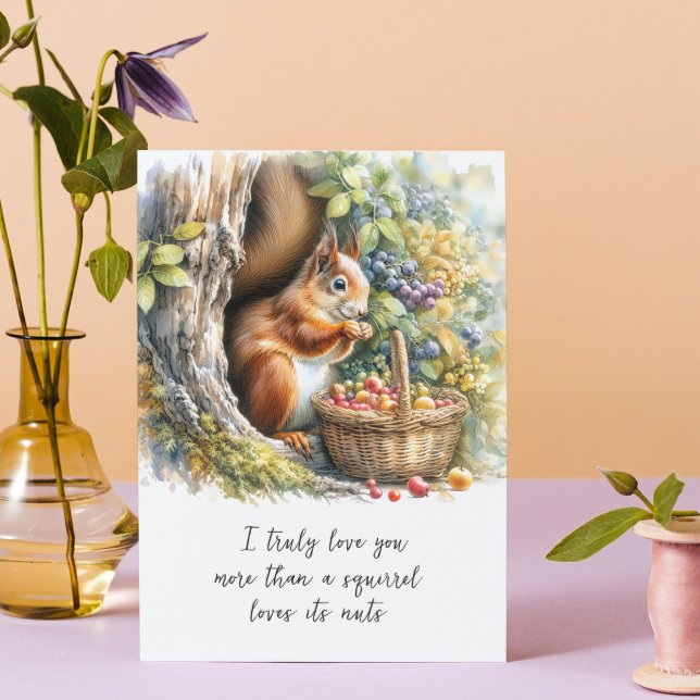Cute Squirrel Valentine Card – Watercolor Love (Creator Uploaded)