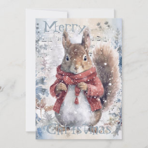 Cute Squirrel Winter Christmas Holiday Card