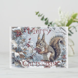 Cute Squirrel Winter Christmas Holiday Card