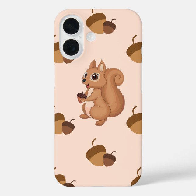 Cute Squirrel with Acorn iPhone case (Back)