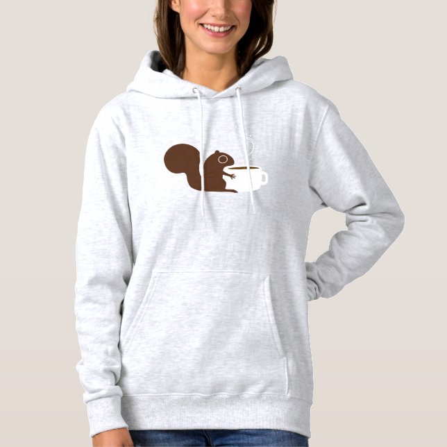 Cute Squirrel with Coffee | Whimsical Animal Art Hoodie (Front)