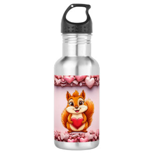 Cute squirrel with heart 532 ml water bottle