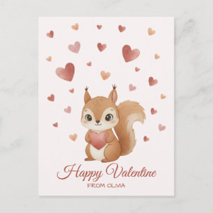 Cute Squirrel with Heart Valentine's Day Holiday Postcard