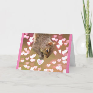 Cute Squirrel With Hearts Valentine's Day Holiday Card