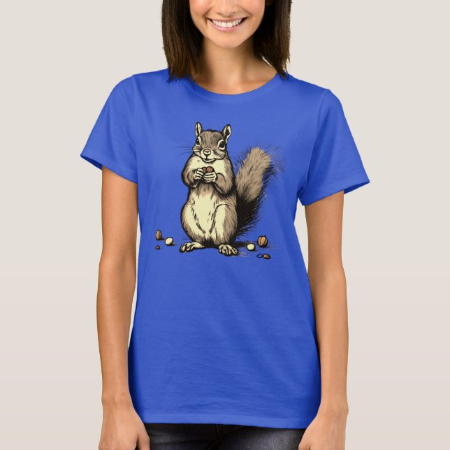 Cute Squirrel with its nuts for Animal Lovers T-Shirt (Front)