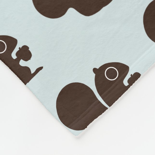 Cute Squirrel with Nut Pattern | Wildlife Animal Fleece Blanket (Corner)