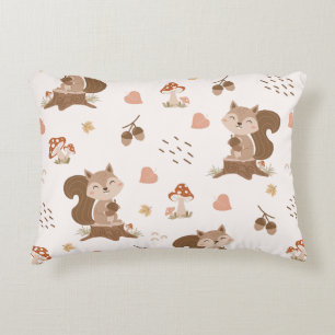 Cute Squirrel Woodland Forest Pattern Decorative Cushion