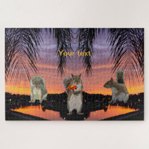 Cute Squirrels at sunset  Jigsaw Puzzle