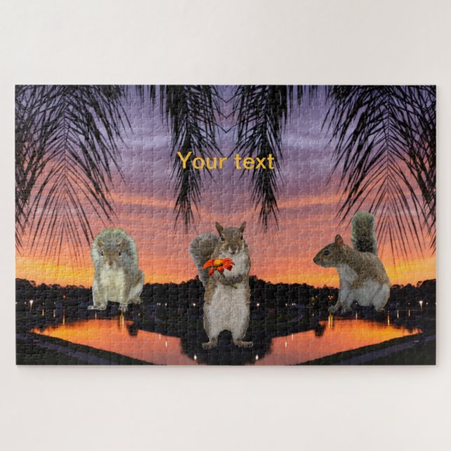 Cute Squirrels at sunset  Jigsaw Puzzle (Horizontal)
