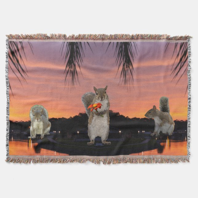 Cute Squirrels at sunset  Throw Blanket (Front)