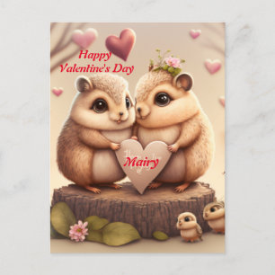 Cute squirrels in love   postcard