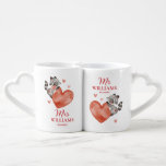 Cute Squirrels Mr and Mrs Valentine's Couple  Coffee Mug Set<br><div class="desc">Celebrate love with this adorable couple coffee mug set, featuring cute squirrel illustrations surrounded by sweet love hearts. Each mug is crafted with a unique heart-shaped handle, symbolising your special connection. Personalise them with your names to make it a truly meaningful keepsake. Perfect as a Valentine's Day gift, anniversary surprise,...</div>