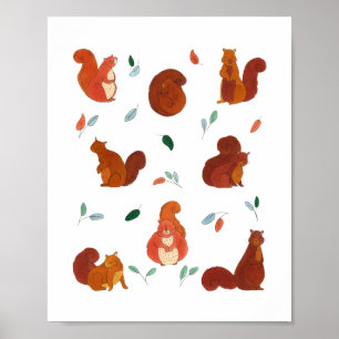 Cute Squirrels Poster