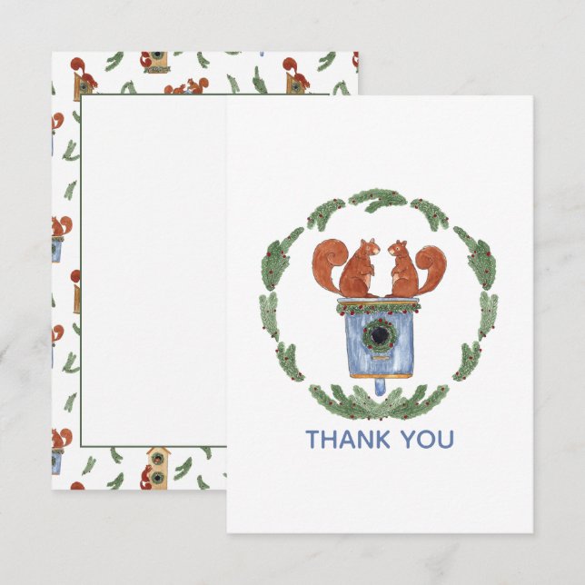 Cute Squirrels  Thank You Card (Front/Back)