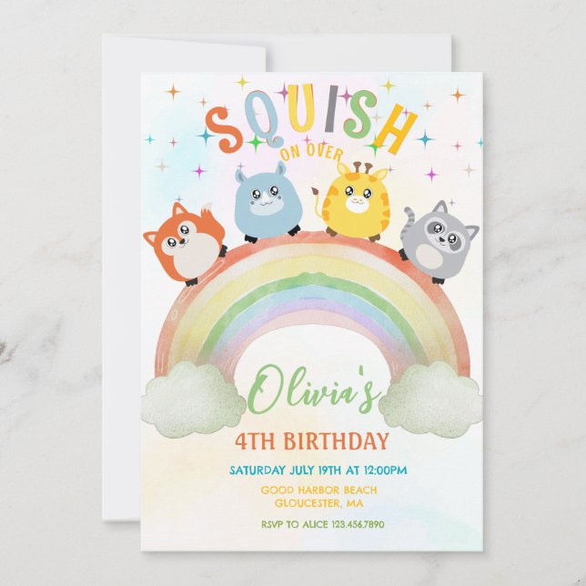 Cute Squishmallow  Birthday  Invitation (Front)