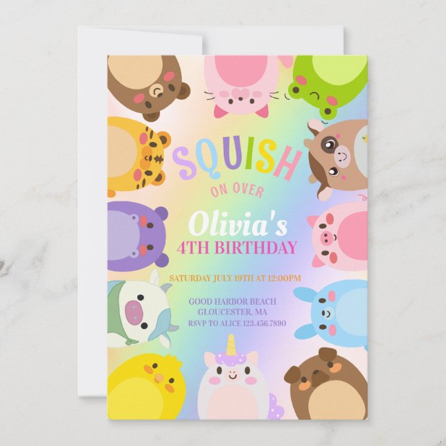 Cute Squishmallow Birthday  Invitation (Front)