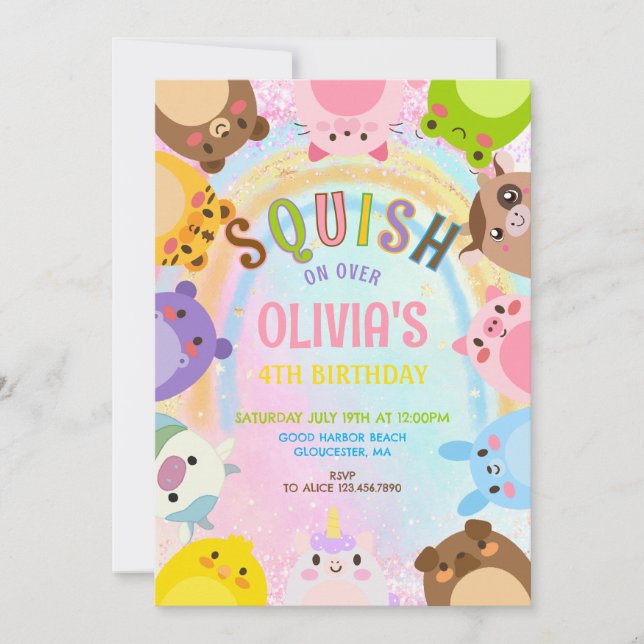 Cute Squishmallow Birthday  Invitation (Front)