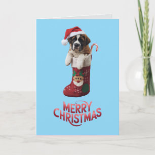 Cute St. Bernard Christmas Holiday Card