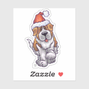 Cute St. Bernard in a Santa Hat