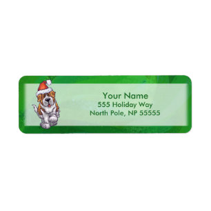 Cute St. Bernard in Santa Hat on Green