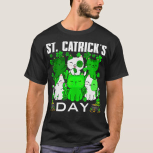 Cute St Catricks Day Cats Kittens Shamrocks St Pat T-Shirt