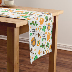 Cute St. Paddy's Day Irish Themed Pattern Short Table Runner