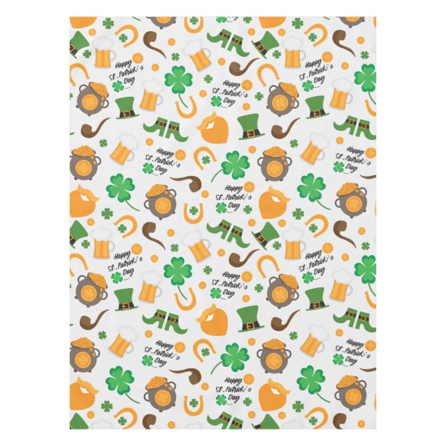 Cute St. Paddy's Day Irish Themed Pattern Tablecloth (Front)