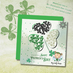 Cute St. Patrick Little Girl Holiday Card