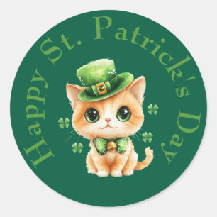 Cute St. Patrick’s Day Cat Stickers – Kawaii Lucky