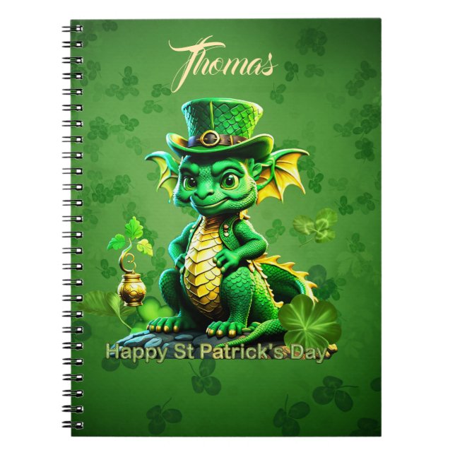 Cute St. Patrick’s Day dragon Notebook (Front)