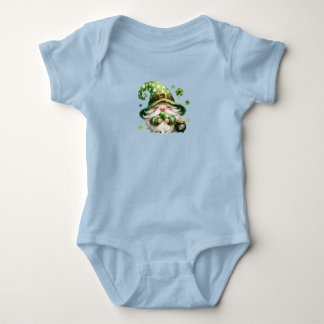Cute St. Patrick’s Day Gnome with Shamrocks Baby Bodysuit