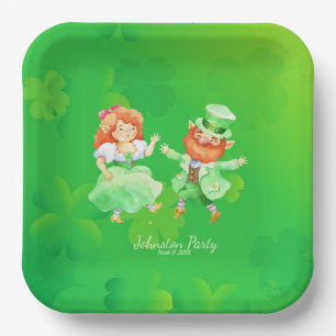 Cute St. Patrick’s Day Irish Elves Dancing Jig Paper Plate