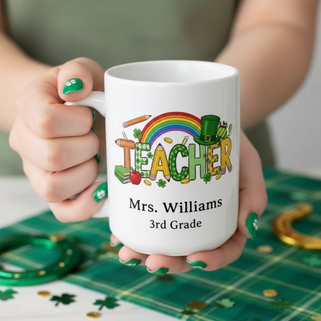 Cute St. Patrick’s Day Lucky to Teach Teacher Gift Coffee Mug (Creator Uploaded)
