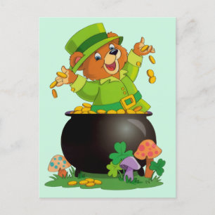 Cute St. Patrick's Day Bear Holiday Postcard