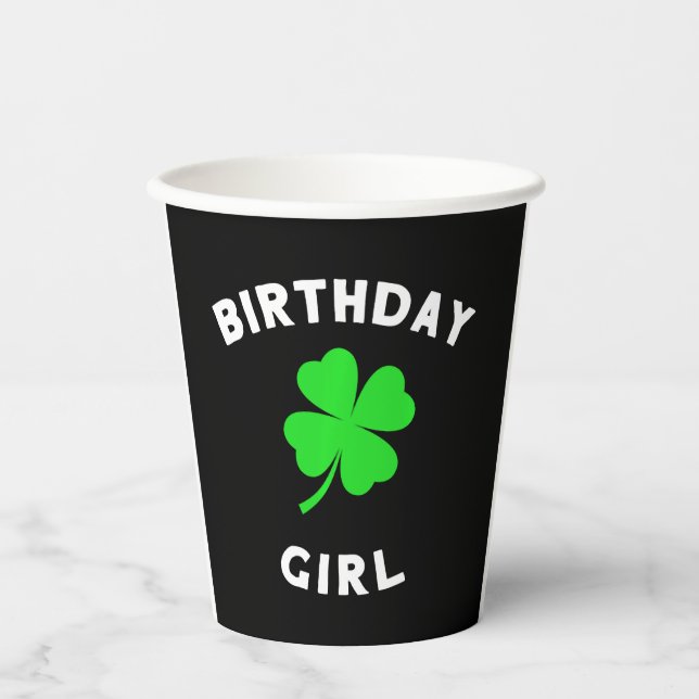 Cute St Patricks Day Birthday For Girls Paper Cups (Front)