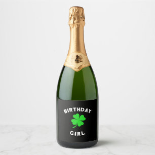 Cute St Patricks Day Birthday For Girls Sparkling Wine Label