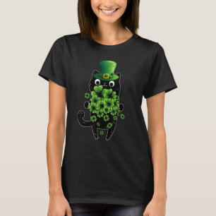 Cute St Patricks Day Black Cat Leprechaun Women Ki T-Shirt