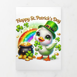 Cute St Patrick's Day card with Festive Duck